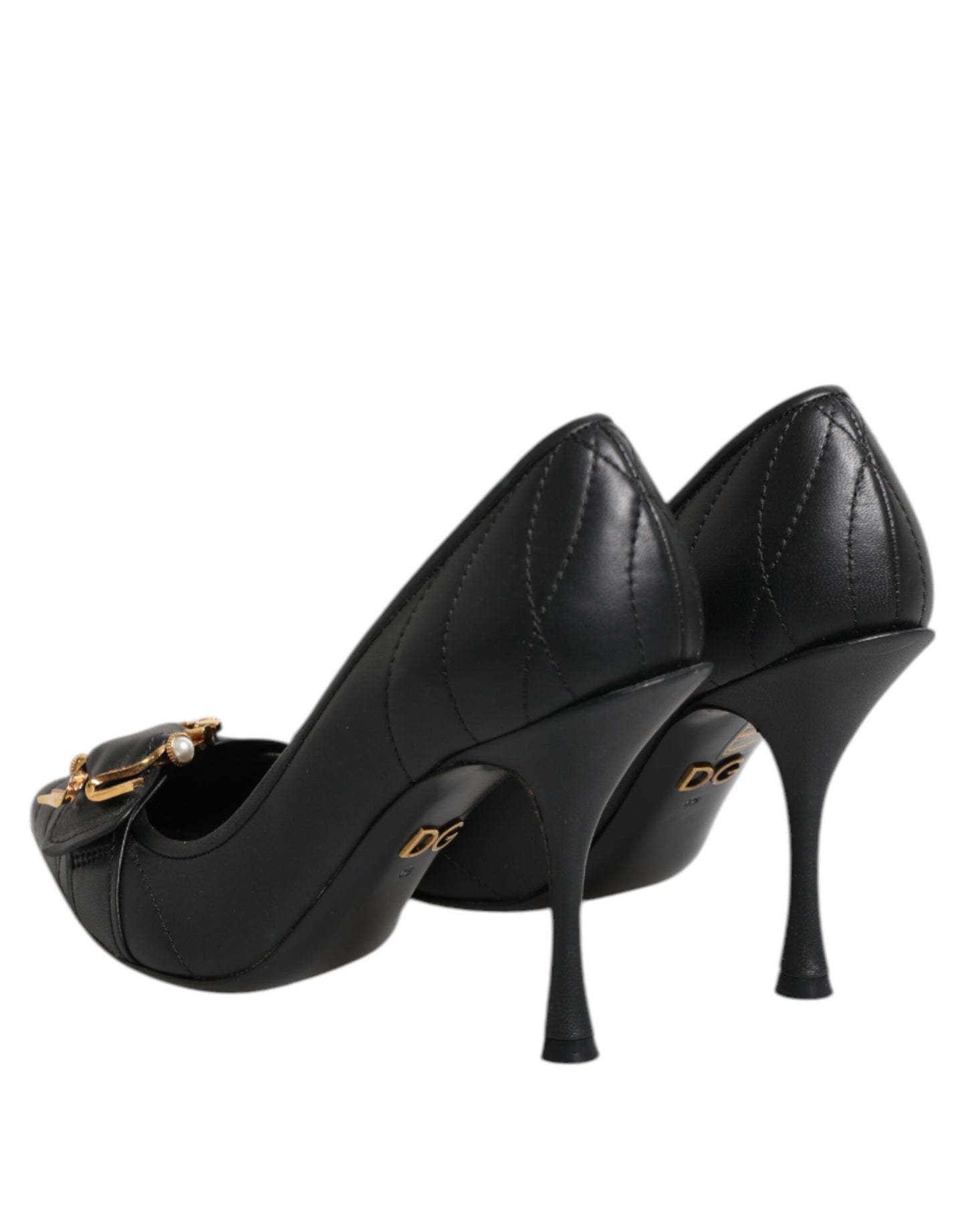 Dolce &amp; Gabbana Schwarze Devotion Leder Heels Pumps Schuhe