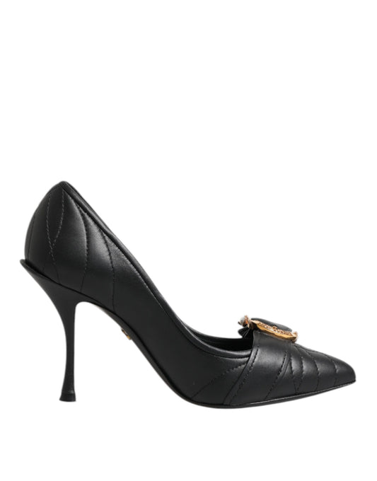 Dolce &amp; Gabbana Schwarze Devotion Leder Heels Pumps Schuhe