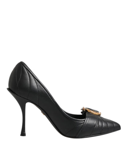 Dolce &amp; Gabbana Schwarze Devotion Leder Heels Pumps Schuhe