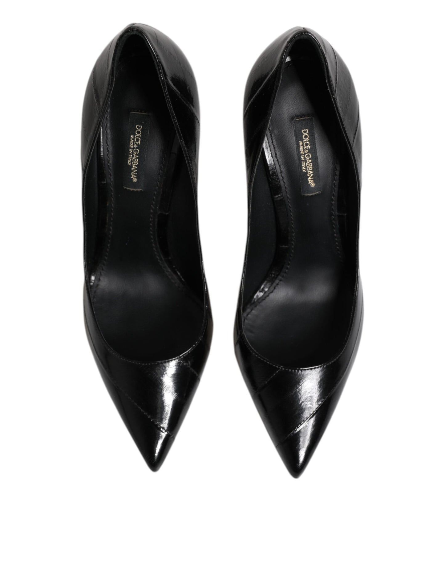 Dolce &amp; Gabbana Schwarze Leder Stiletto High Heels Pumps Schuhe