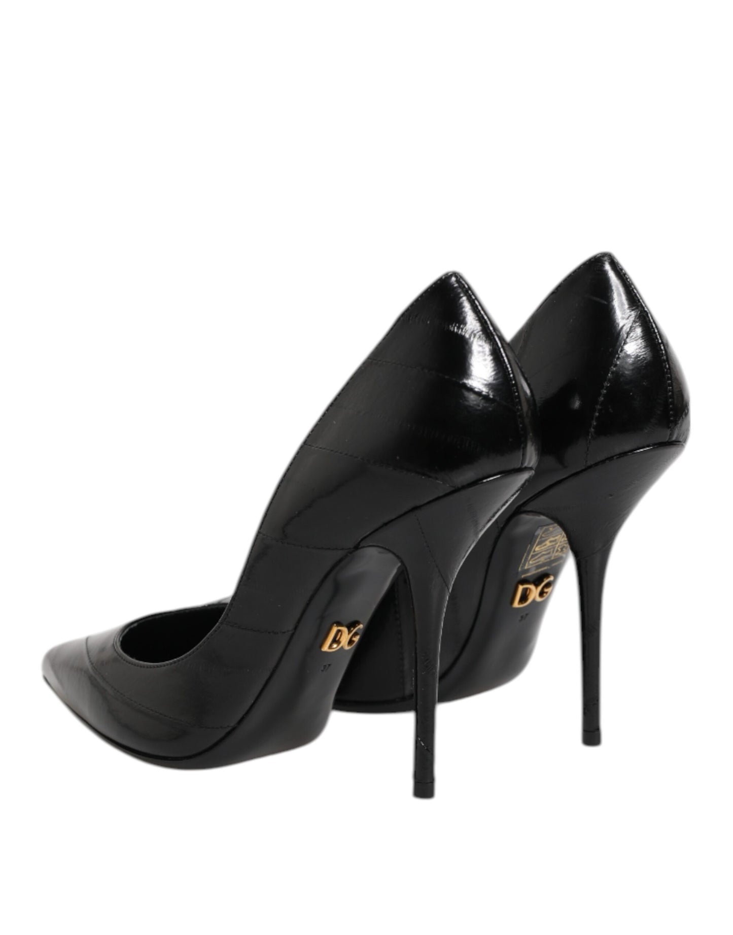Dolce &amp; Gabbana Schwarze Leder Stiletto High Heels Pumps Schuhe