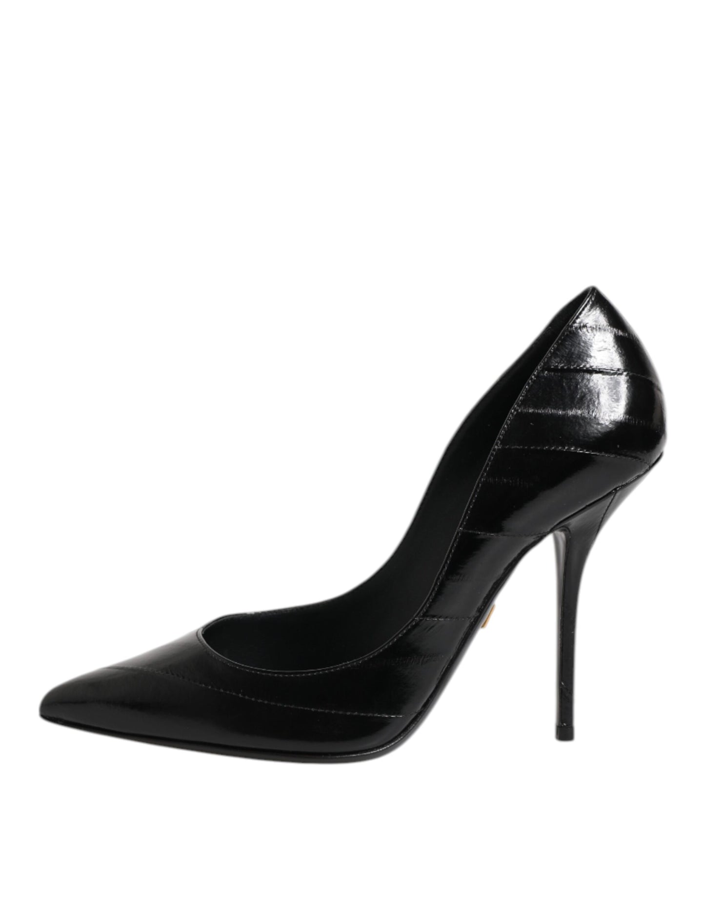 Dolce &amp; Gabbana Schwarze Leder Stiletto High Heels Pumps Schuhe