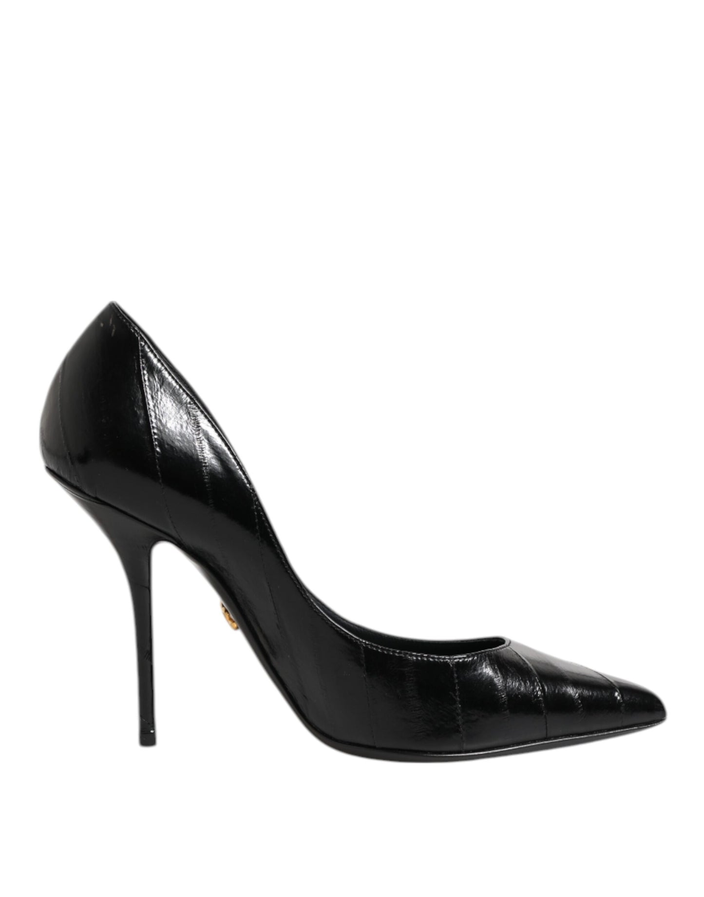Dolce &amp; Gabbana Schwarze Leder Stiletto High Heels Pumps Schuhe