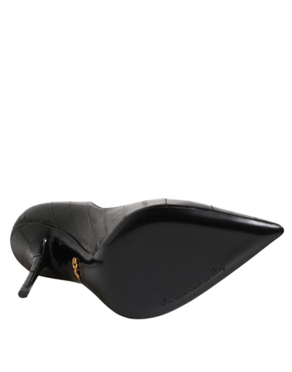 Dolce &amp; Gabbana Schwarze Leder Stiletto High Heels Pumps Schuhe