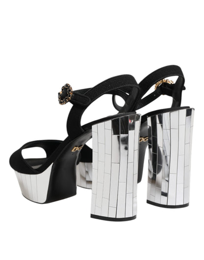 Dolce &amp; Gabbana – Keira – Sandalen mit Knöchelriemen und schwarzem Kristall