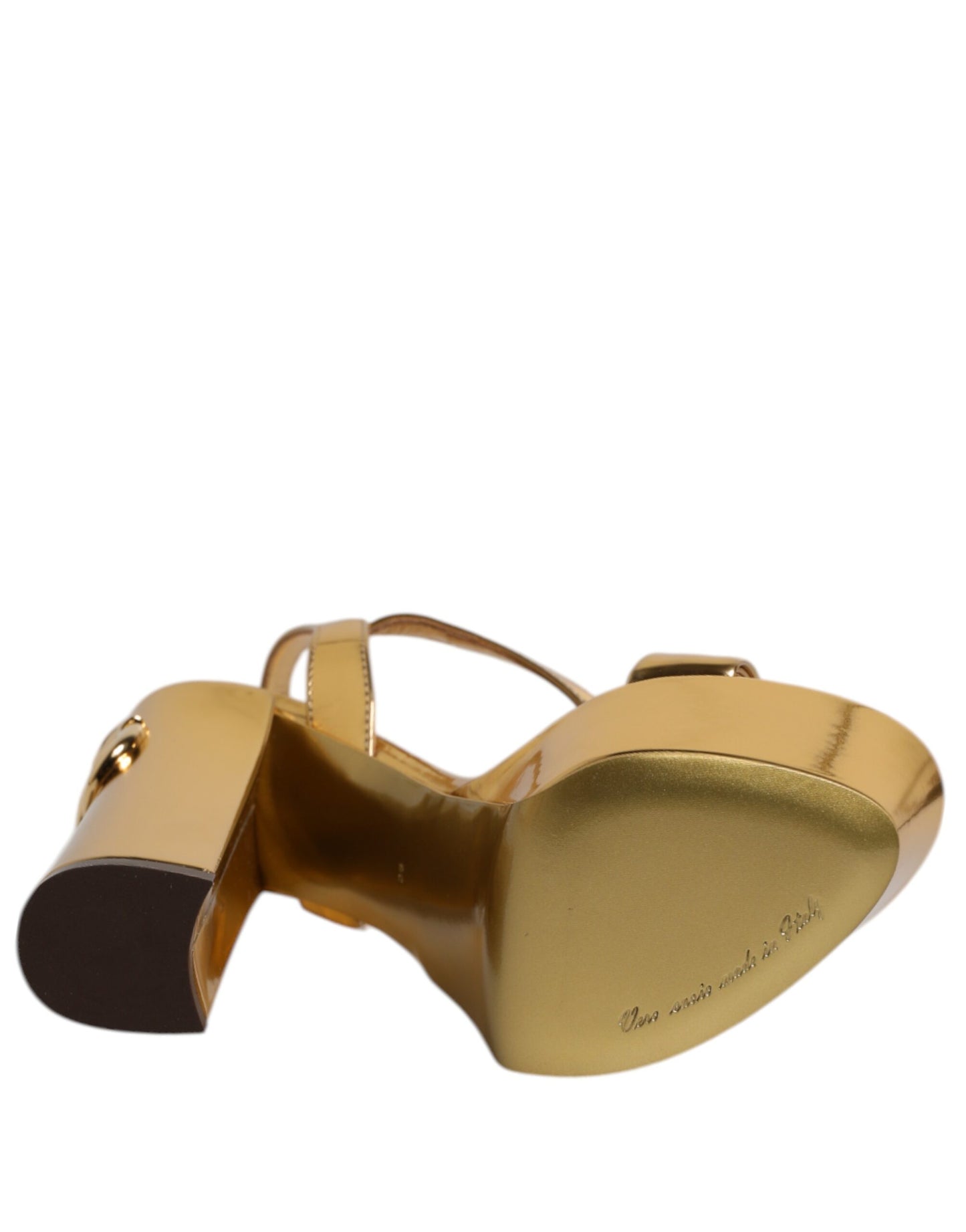 Dolce &amp; Gabbana Keira Sandalen aus goldenem Leder mit Plateausohle