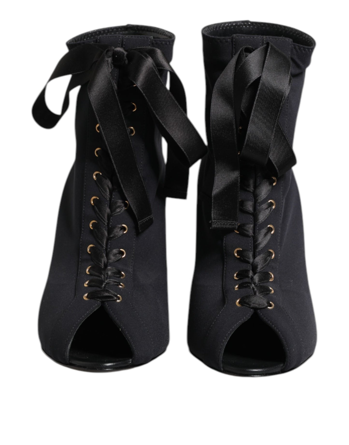 Dolce &amp; Gabbana Schwarze Stiletto-Absätze Schnürstiefel Schuhe