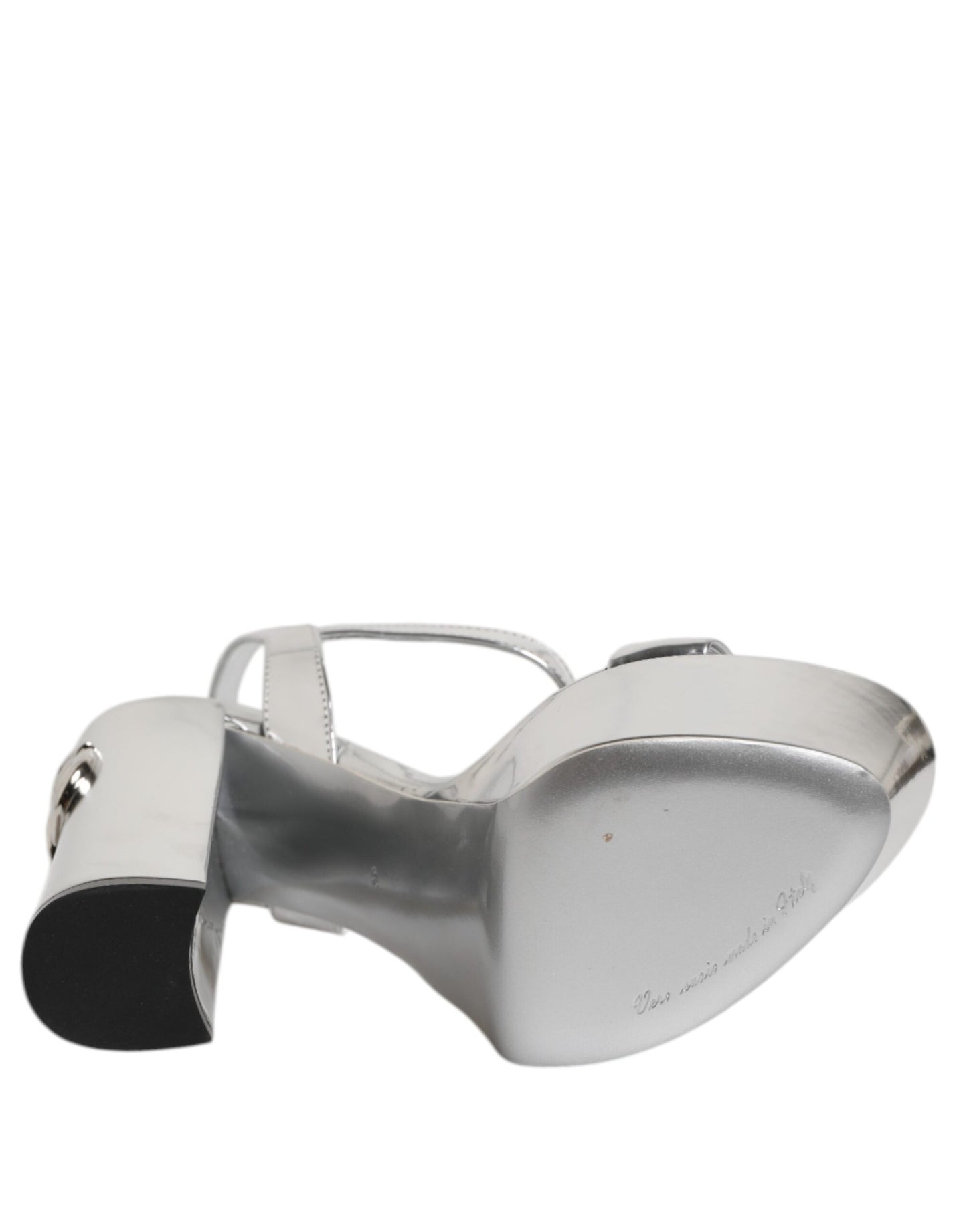 Dolce & Gabbana Silver Leather Platform Keira Sandals Shoes