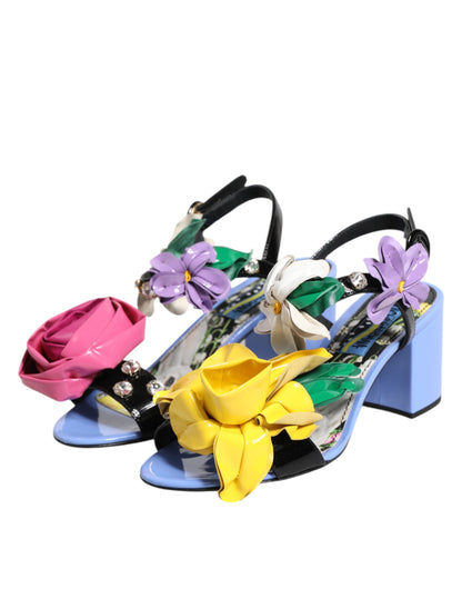 Dolce &amp; Gabbana Mehrfarbige Blumenkristall-Keira-Sandalen