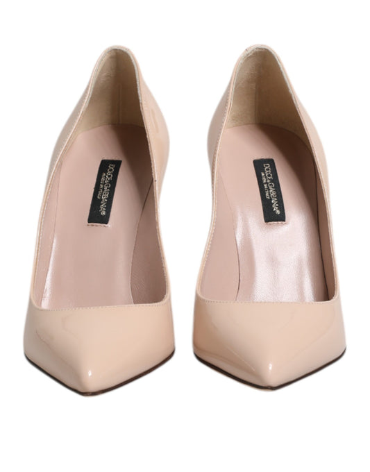 Dolce &amp; Gabbana Beige Lackleder Stiletto-Absatz Pumps Schuhe