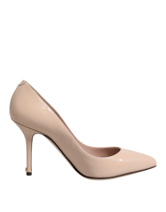Dolce &amp; Gabbana Beige Lackleder Stiletto-Absatz Pumps Schuhe