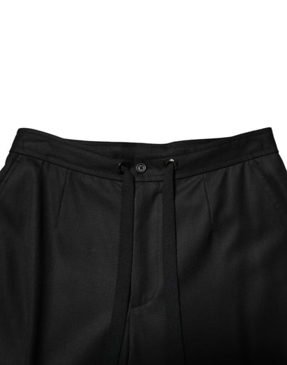 Dolce &amp; Gabbana – Einfarbige schwarze Cargo-Jogginghose für Herren