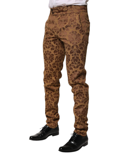 Dolce &amp; Gabbana Braune Jacquard-Hose mit Blumenmuster für Herren