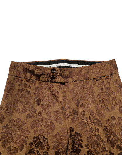Dolce &amp; Gabbana Braune Jacquard-Hose mit Blumenmuster für Herren
