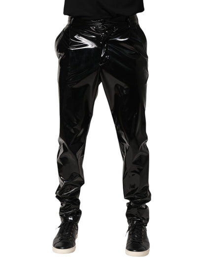 Dolce &amp; Gabbana Schwarze Polyesterhose mit mittlerer Taille für Herren