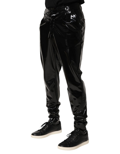 Dolce &amp; Gabbana Schwarze Polyesterhose mit mittlerer Taille für Herren