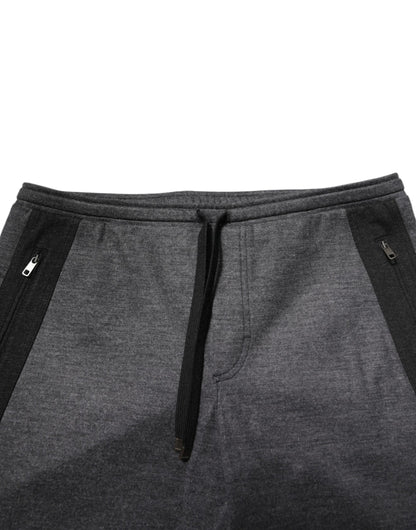 Dolce &amp; Gabbana Grau-Schwarze Jogginghose aus Wollmischung