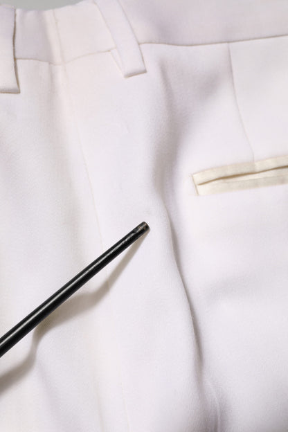 Dolce &amp; Gabbana – Weiße, konisch zulaufende Hose aus Polyester