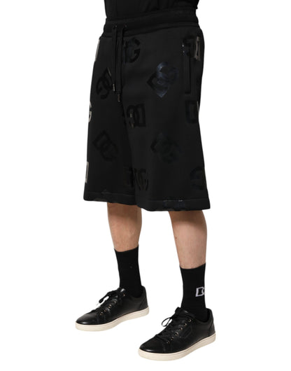 Dolce &amp; Gabbana – Schwarze Bermuda-Sweatshorts aus Baumwolle mit Logo