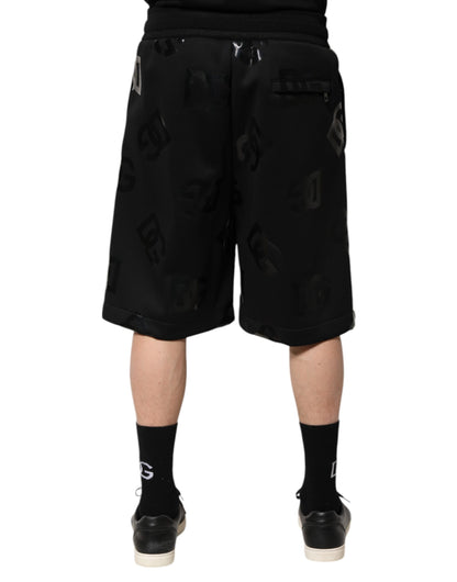 Dolce &amp; Gabbana – Schwarze Bermuda-Sweatshorts aus Baumwolle mit Logo