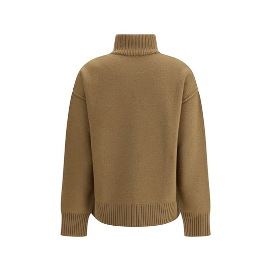 Ami Paris brauner Fleece-Rollkragenpullover aus Wolle
