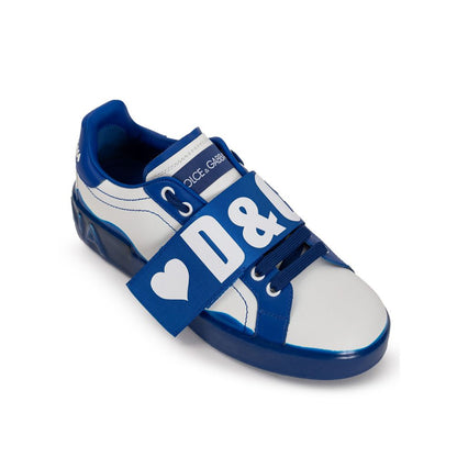 Dolce &amp; Gabbana Sneaker aus weißem Leder, niedriger Schaft