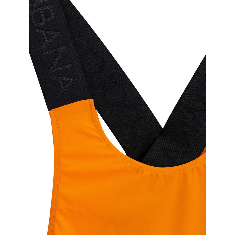 Dolce &amp; Gabbana Orangefarbener Polyester-Badeanzug