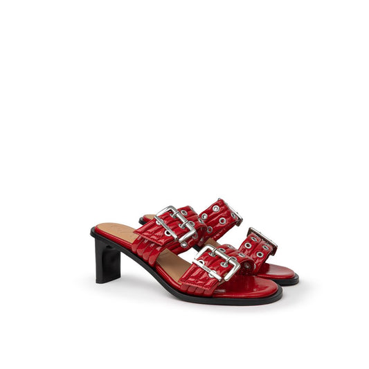 Ganni Rote Leder-Stiletto-Sandalen