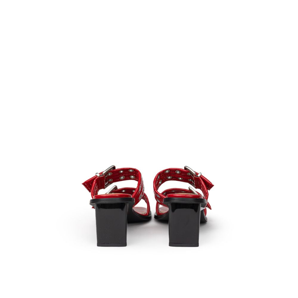Ganni Rote Leder-Stiletto-Sandalen