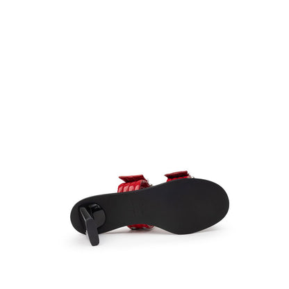 Ganni Rote Leder-Stiletto-Sandalen