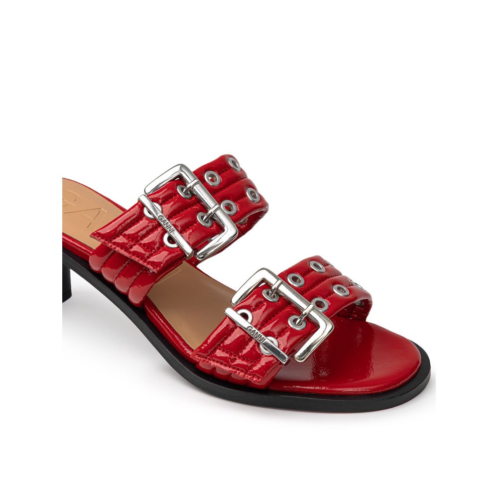 Ganni Rote Leder-Stiletto-Sandalen