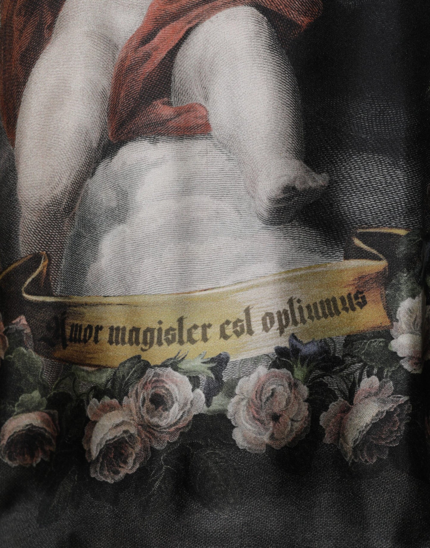 Dolce &amp; Gabbana – Schwarzer Kaschmirpullover mit Cherub-Print und Barock-Print