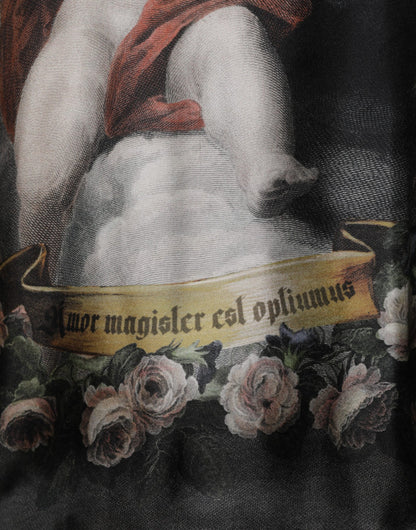 Dolce &amp; Gabbana – Schwarzer Kaschmirpullover mit Cherub-Print und Barock-Print