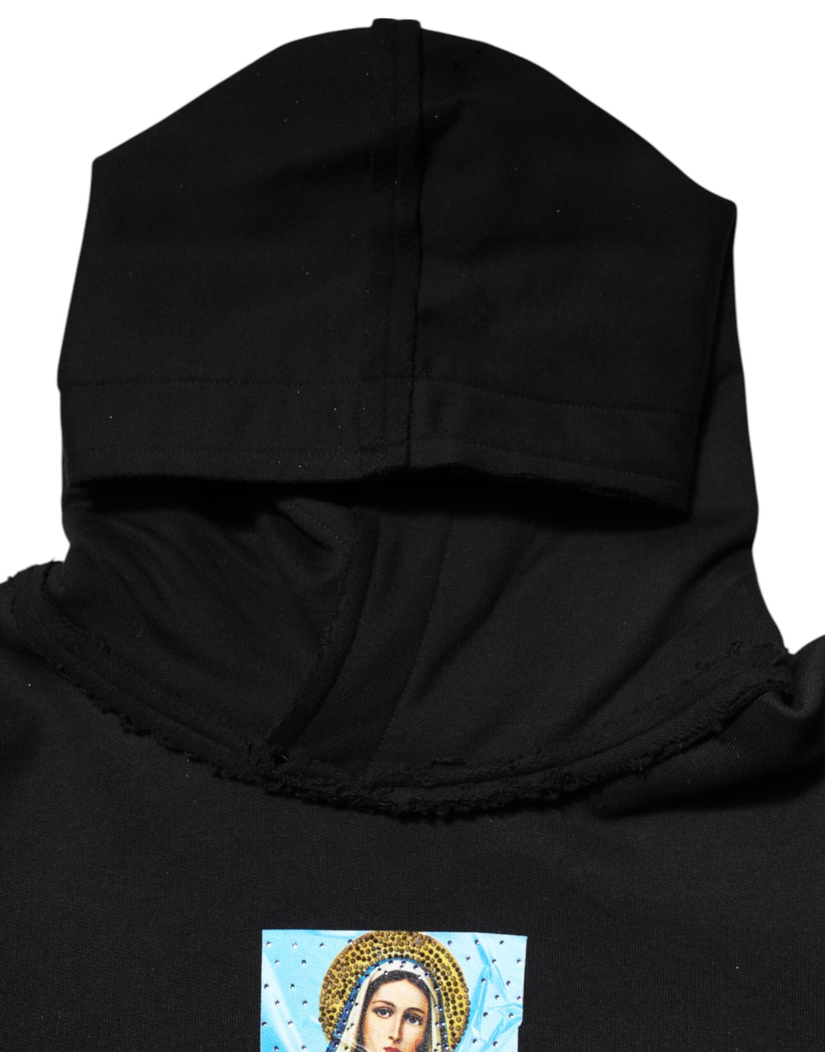 Dolce &amp; Gabbana – Schwarze, bedruckte Kapuzenjacke mit Kristallverzierung