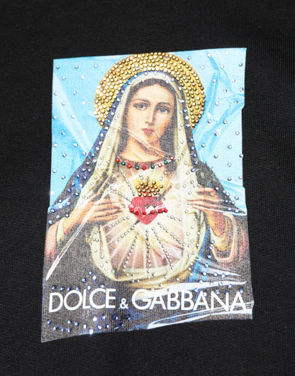 Dolce &amp; Gabbana – Schwarze, bedruckte Kapuzenjacke mit Kristallverzierung
