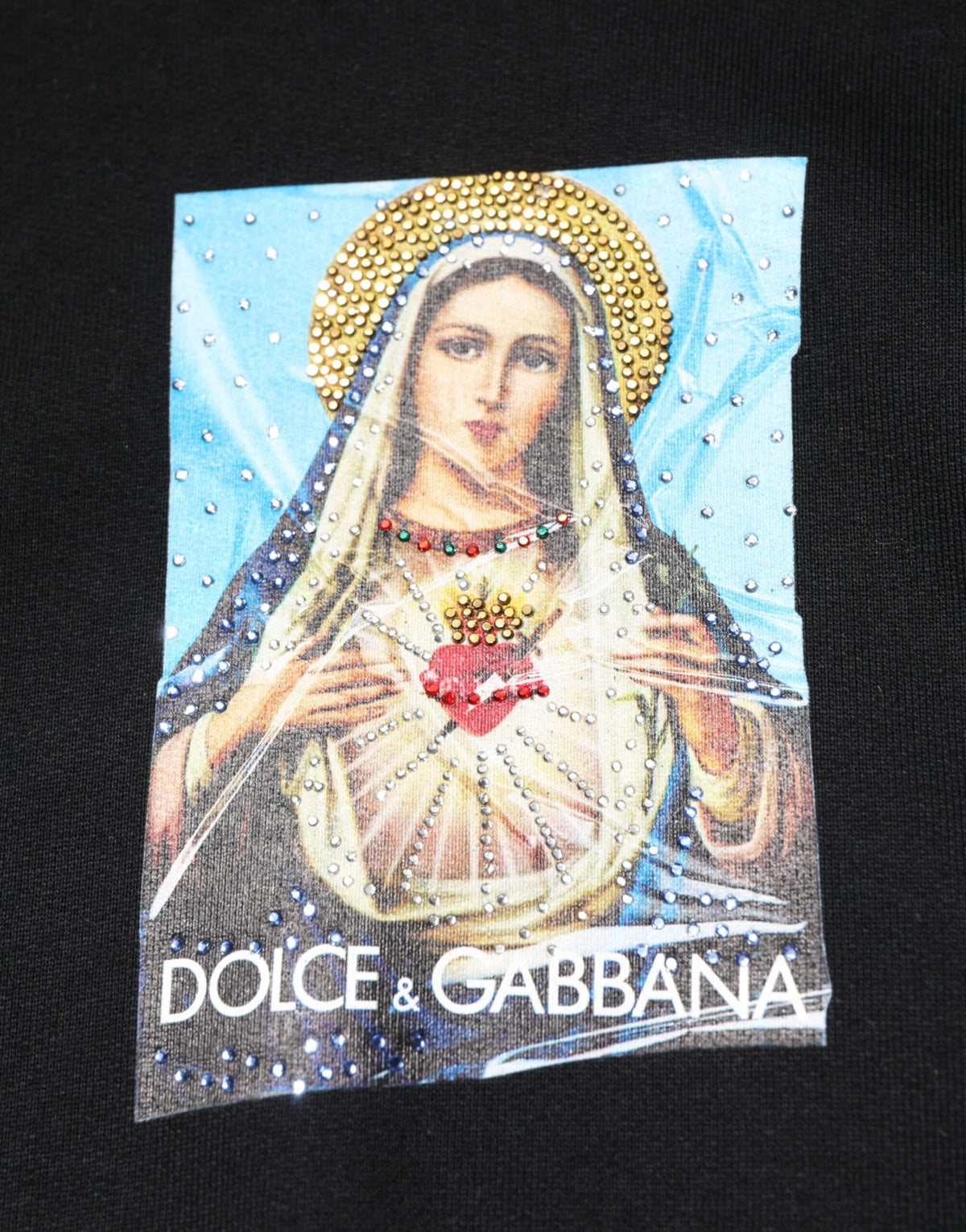 Dolce &amp; Gabbana – Schwarze, bedruckte Kapuzenjacke mit Kristallverzierung