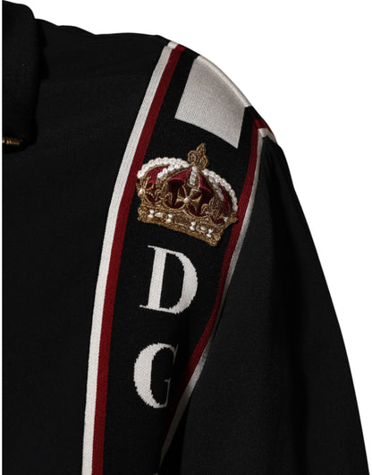 Dolce &amp; Gabbana – Schwarzes DG King-Sweatshirt mit durchgehendem Reißverschluss