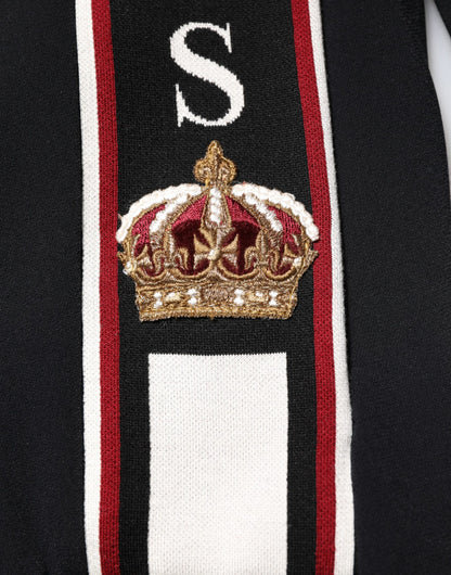 Dolce &amp; Gabbana – Schwarzes DG King-Sweatshirt mit durchgehendem Reißverschluss