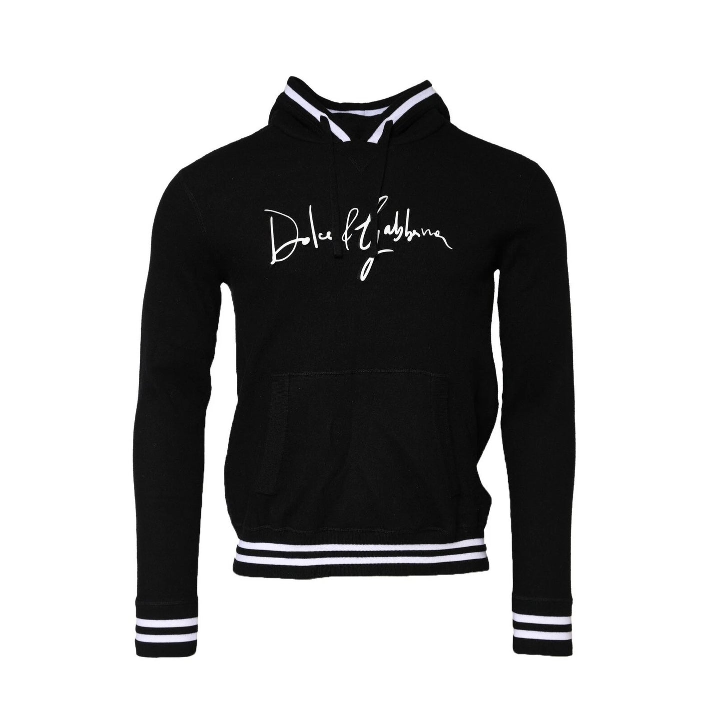 Dolce &amp; Gabbana – Schwarzes Sweatshirt mit Kapuze und Logo-Print