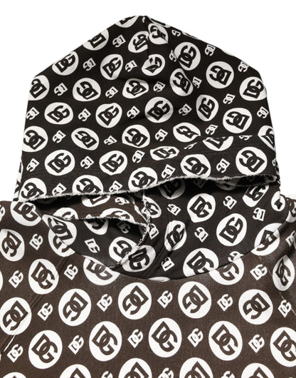 Dolce &amp; Gabbana Braun-weißer kurzer Kapuzenpullover mit DG-Logo