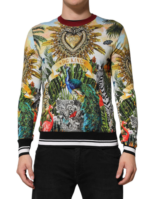 Dolce &amp; Gabbana Pullover aus Seide mit tropischem Herz und Krone