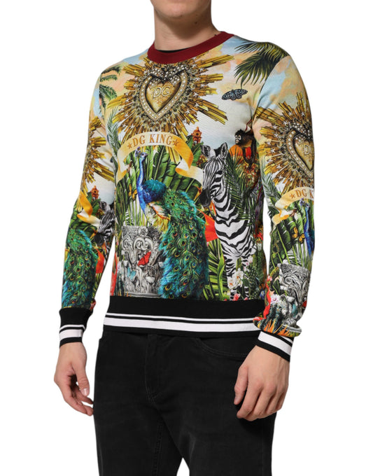 Dolce &amp; Gabbana Pullover aus Seide mit tropischem Herz und Krone