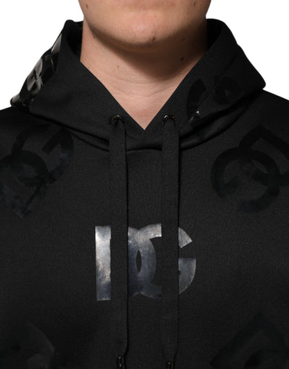Dolce &amp; Gabbana – Schwarzer Hoodie mit DG-Logo und Metallic-Print