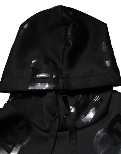 Dolce &amp; Gabbana – Schwarzer Hoodie mit DG-Logo und Metallic-Print