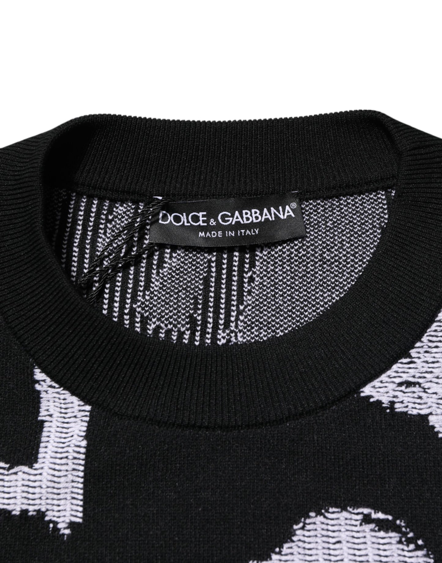 Dolce &amp; Gabbana – Schwarzer Pullover aus Nylon und Wolle mit Herz-Print