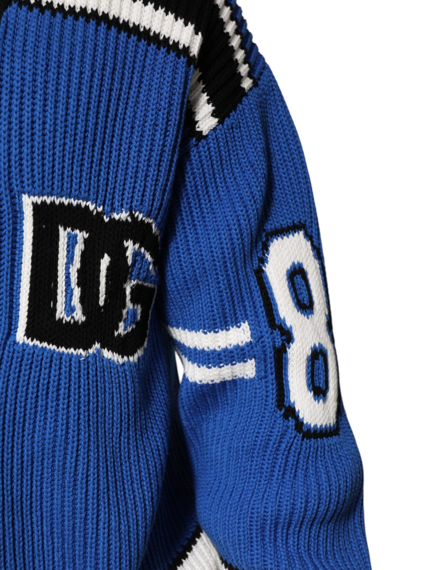 Dolce &amp; Gabbana – Blauer Cardigan aus gerippter Baumwolle mit Logo-Patch