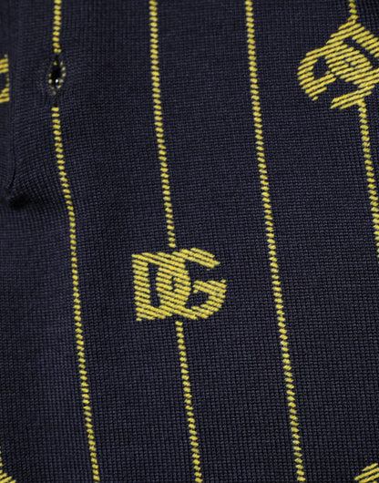 Dolce &amp; Gabbana – Schwarzes Poloshirt aus Jacquard-Strick mit Logo