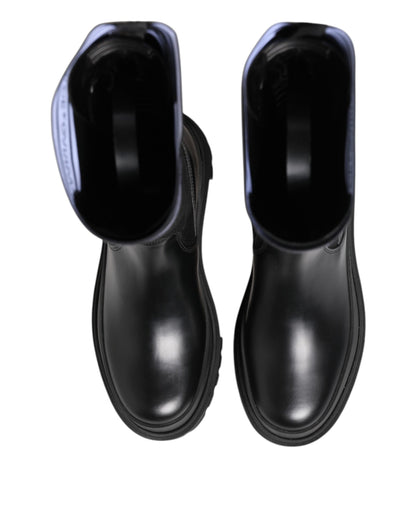 Dolce &amp; Gabbana Schwarz Weiß Polyester Socken Hohe Stiefel Schuhe