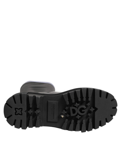Dolce &amp; Gabbana Schwarz Weiß Polyester Socken Hohe Stiefel Schuhe