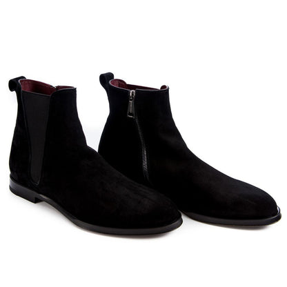 Dolce &amp; Gabbana Herren-Stiefeletten aus schwarzem Kalbsleder